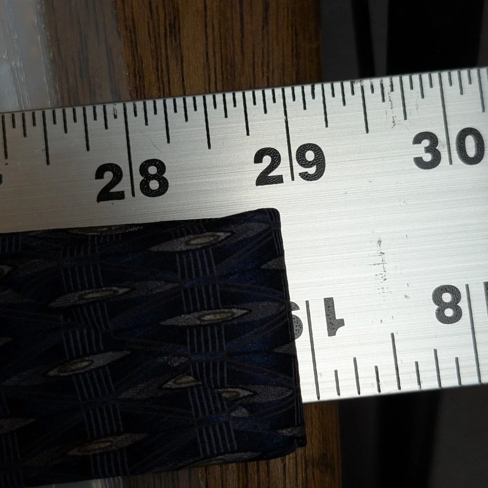 Palatina Geometric‎ 100% Silk Wide Neck Tie Size 4 x 57 Blue Green Tan Patterned